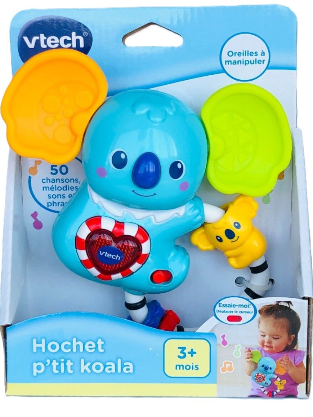 VTech Hochet Koala Rattle Musical Baby Sensory Toy 3-24M (French) New in Box